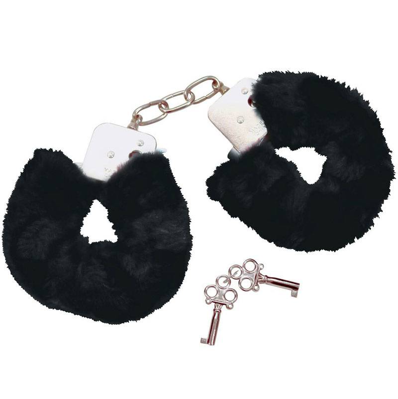Bad Kitty Black Plush Handcuffs - Image 2