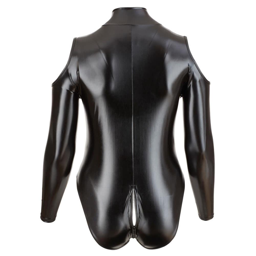 Cottelli Plus Size Black Zip Up Body With Cold Shoulder 3